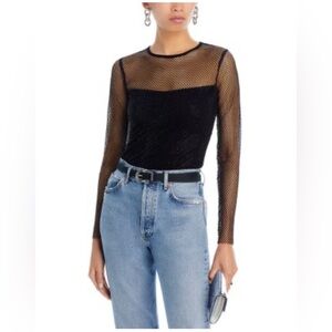 Aqua Black Sheer Sleeve Bodysuit